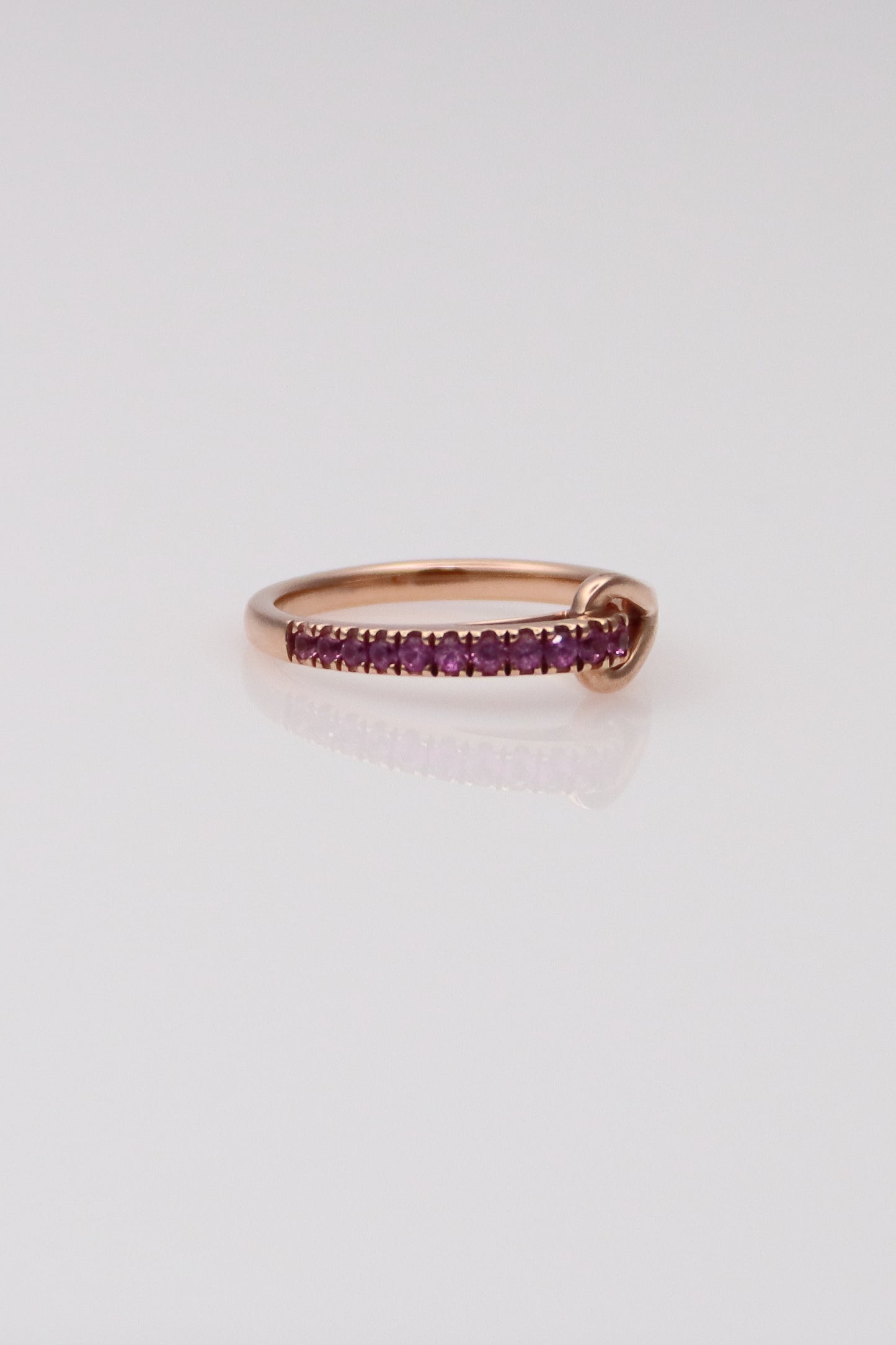10K Rose Gold Band with Pink Stones