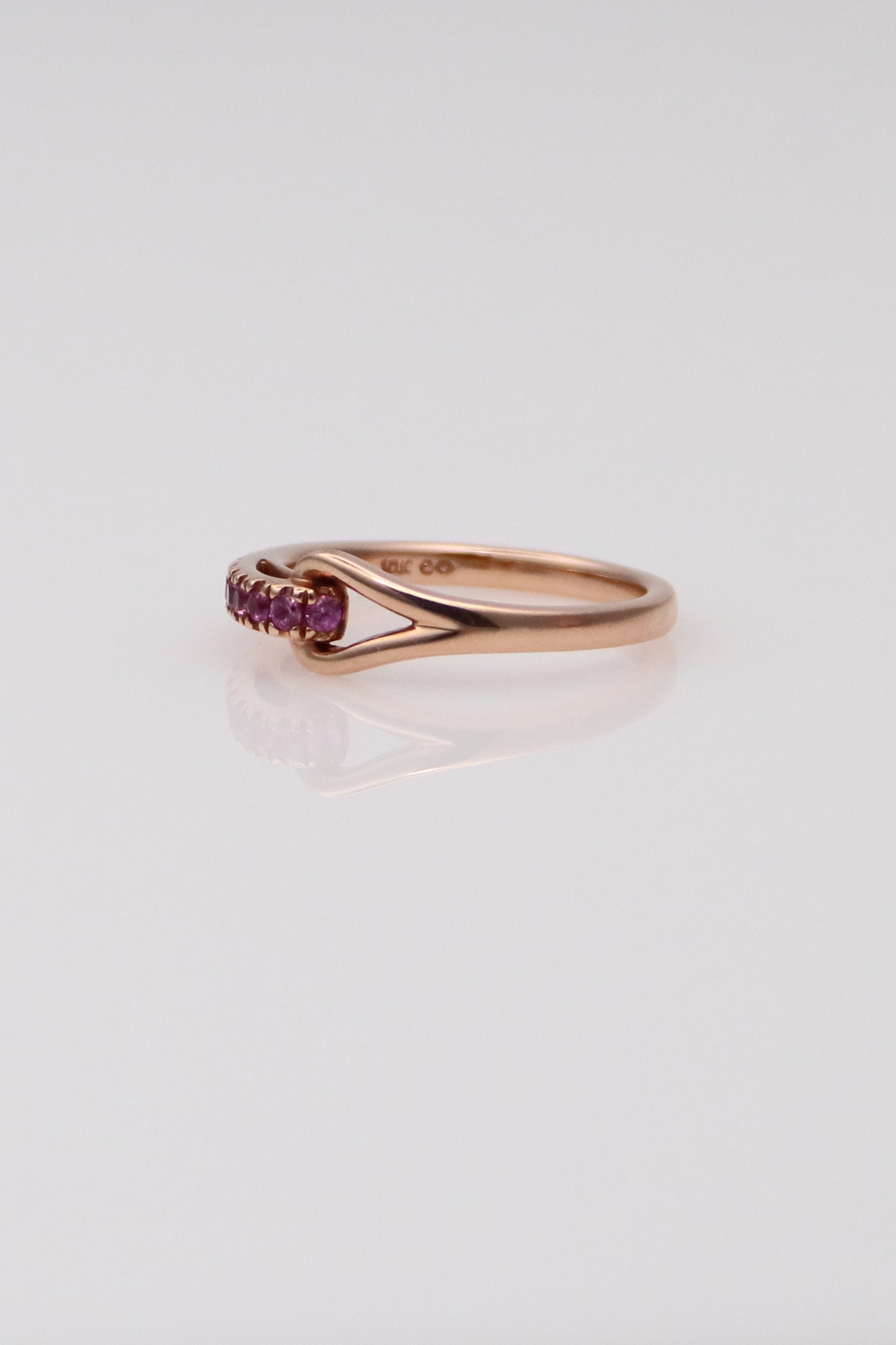 10K Rose Gold Band with Pink Stones