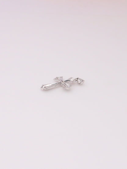 10K White Gold Diamond Cross Pendant