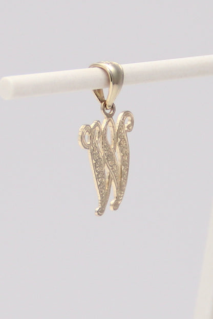 14K "W" Initial Pendant