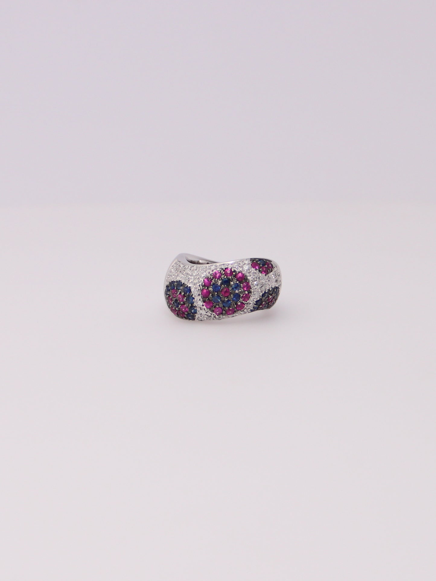 18K Pink and Blue Sapphire Diamond Ring