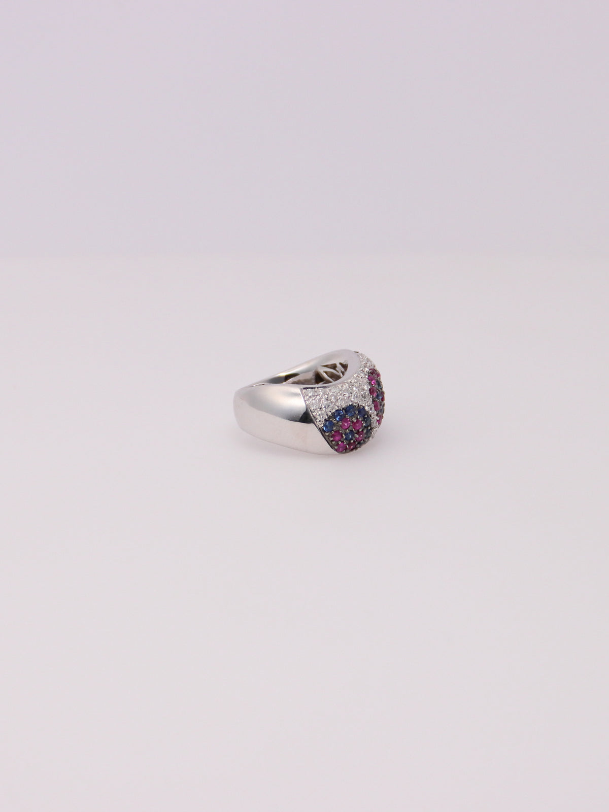 18K Pink and Blue Sapphire Diamond Ring
