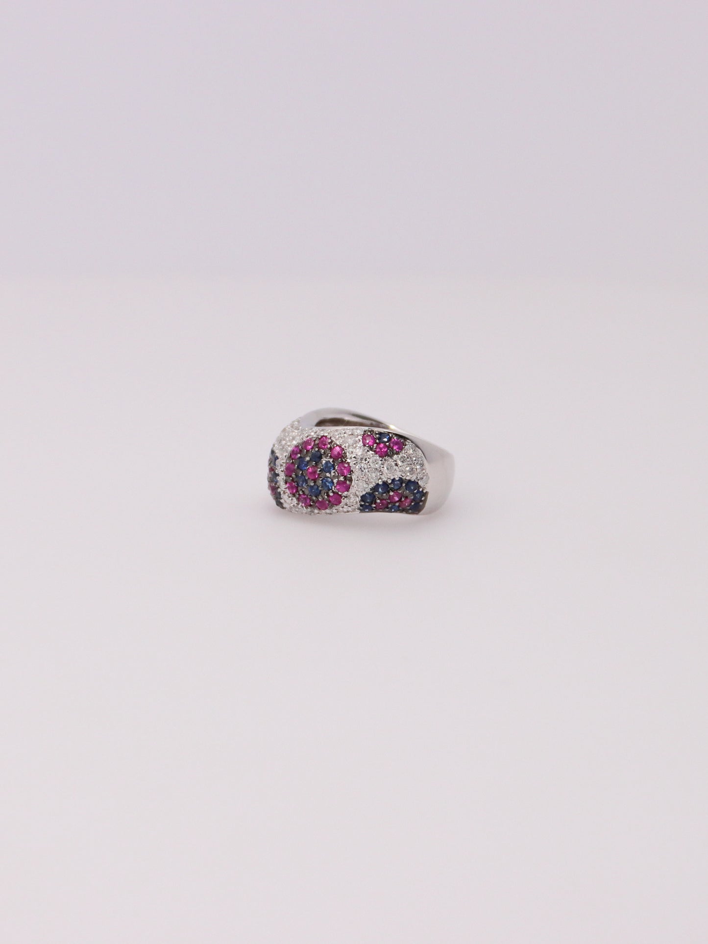18K Pink and Blue Sapphire Diamond Ring