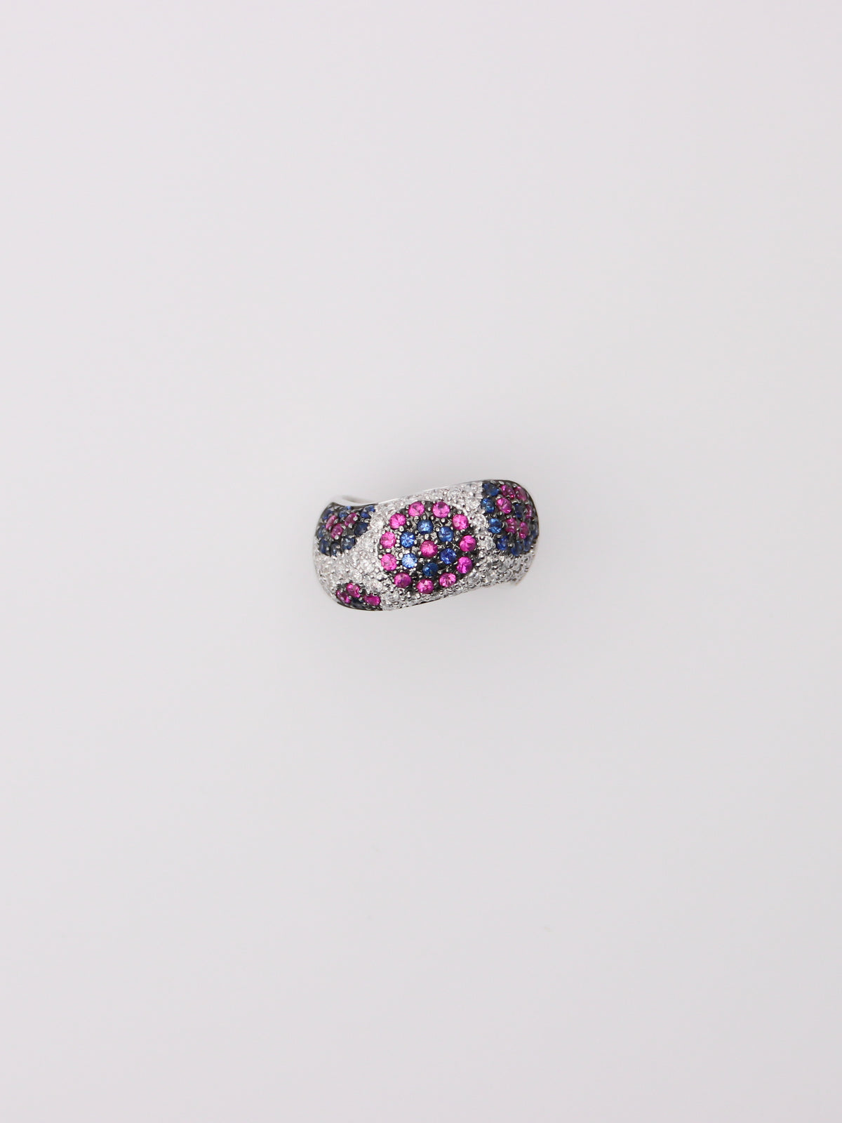 18K Pink and Blue Sapphire Diamond Ring