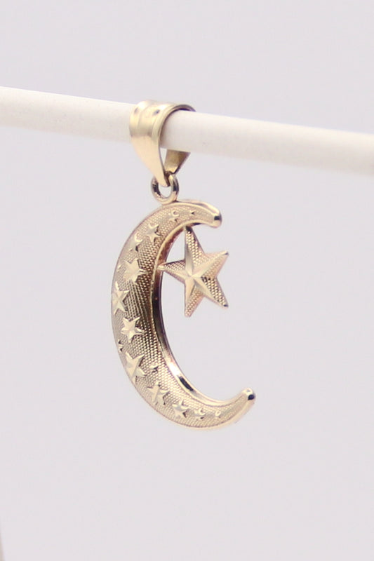 10K Moon and Star Pendant