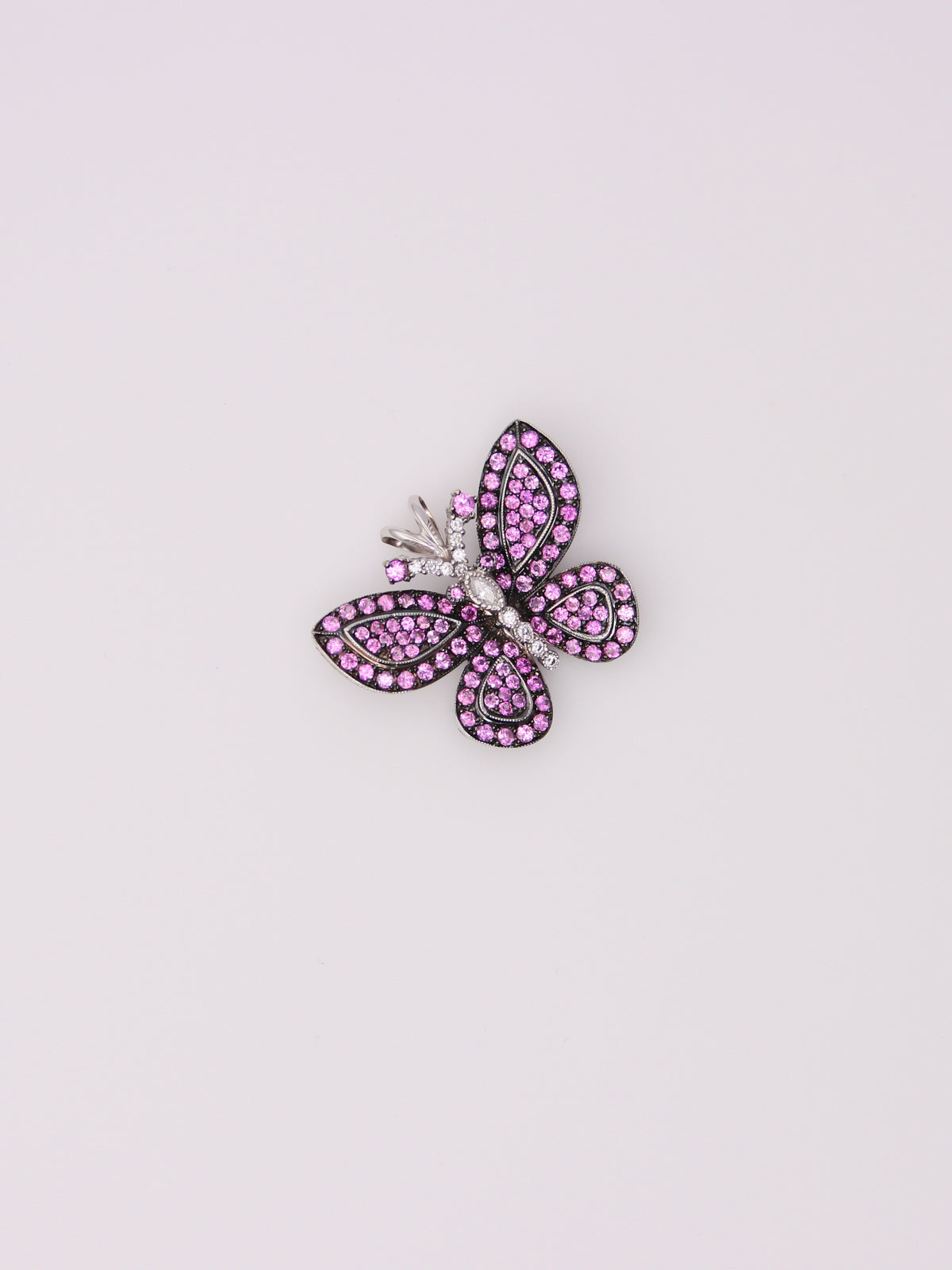 18K Sapphire and Diamond Butterfly Pendant