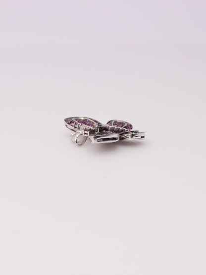 18K Sapphire and Diamond Butterfly Pendant