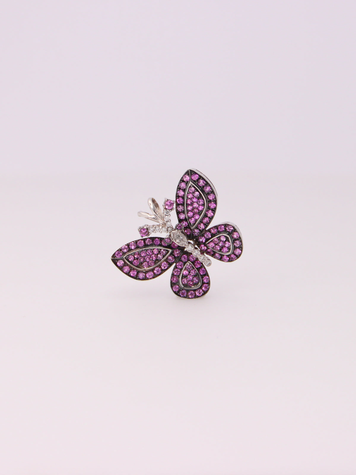 18K Sapphire and Diamond Butterfly Pendant