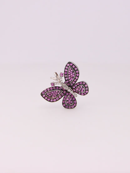18K Sapphire and Diamond Butterfly Pendant