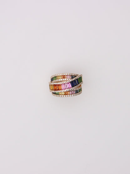 14K Yellow Gold EFFY Rainbow Sapphire Ring