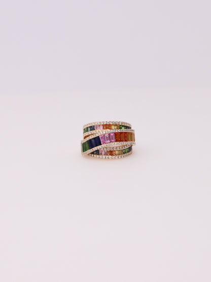14K Yellow Gold EFFY Rainbow Sapphire Ring
