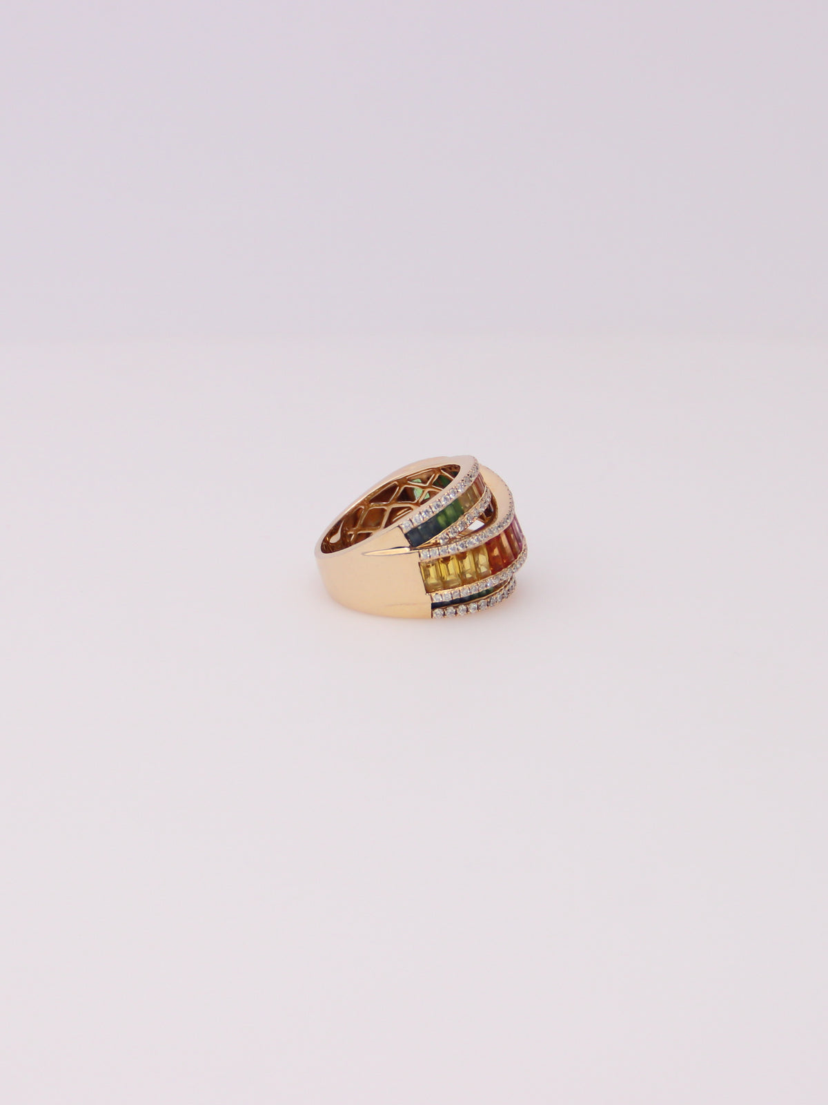 14K Yellow Gold EFFY Rainbow Sapphire Ring