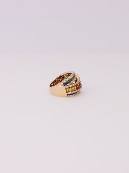 14K Yellow Gold EFFY Rainbow Sapphire Ring