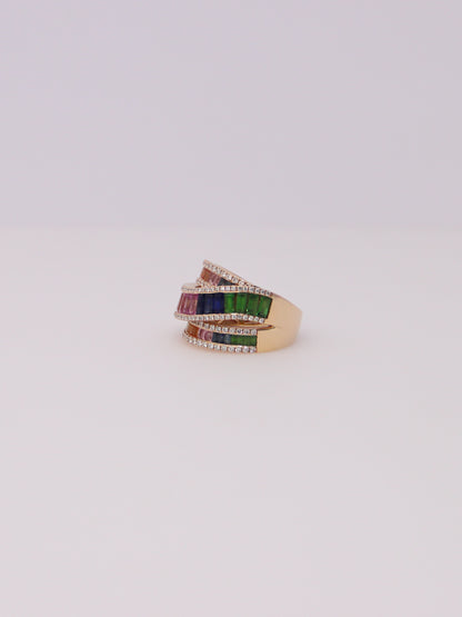 14K Yellow Gold EFFY Rainbow Sapphire Ring