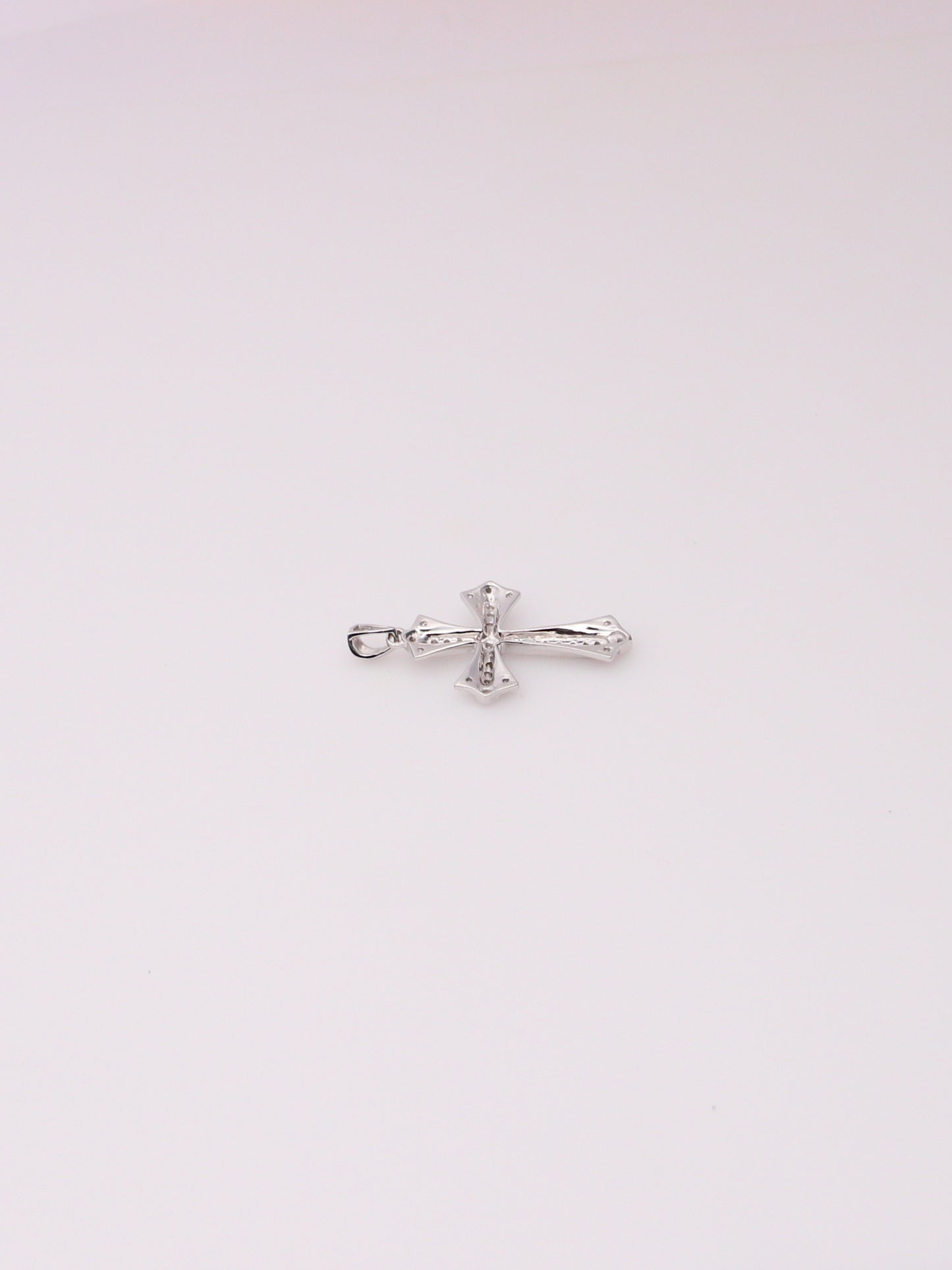 10K White Gold Diamond Cross Pendant