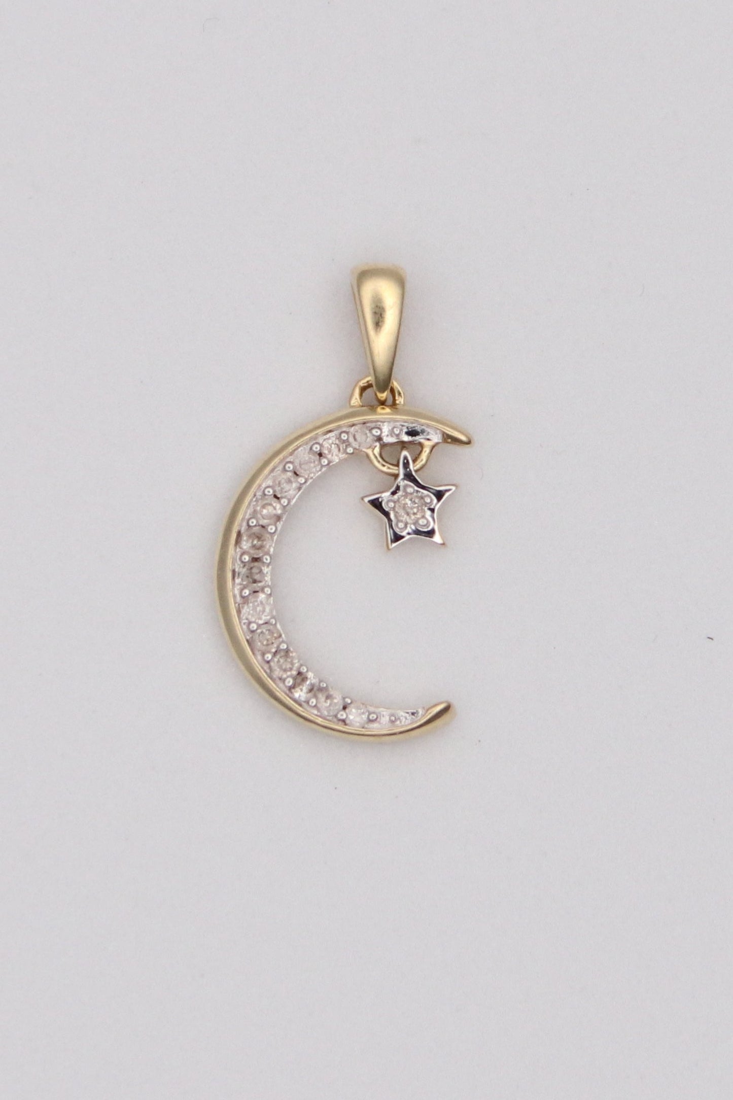 10K Yellow Gold Diamond Moon Pendant