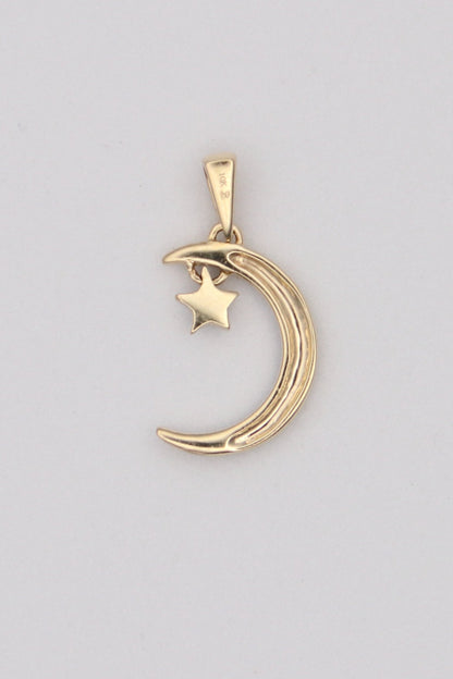 10K Yellow Gold Diamond Moon Pendant