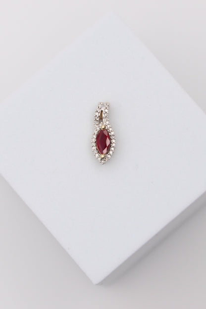 14K Yellow Gold Pink Stone and Diamond Pendant