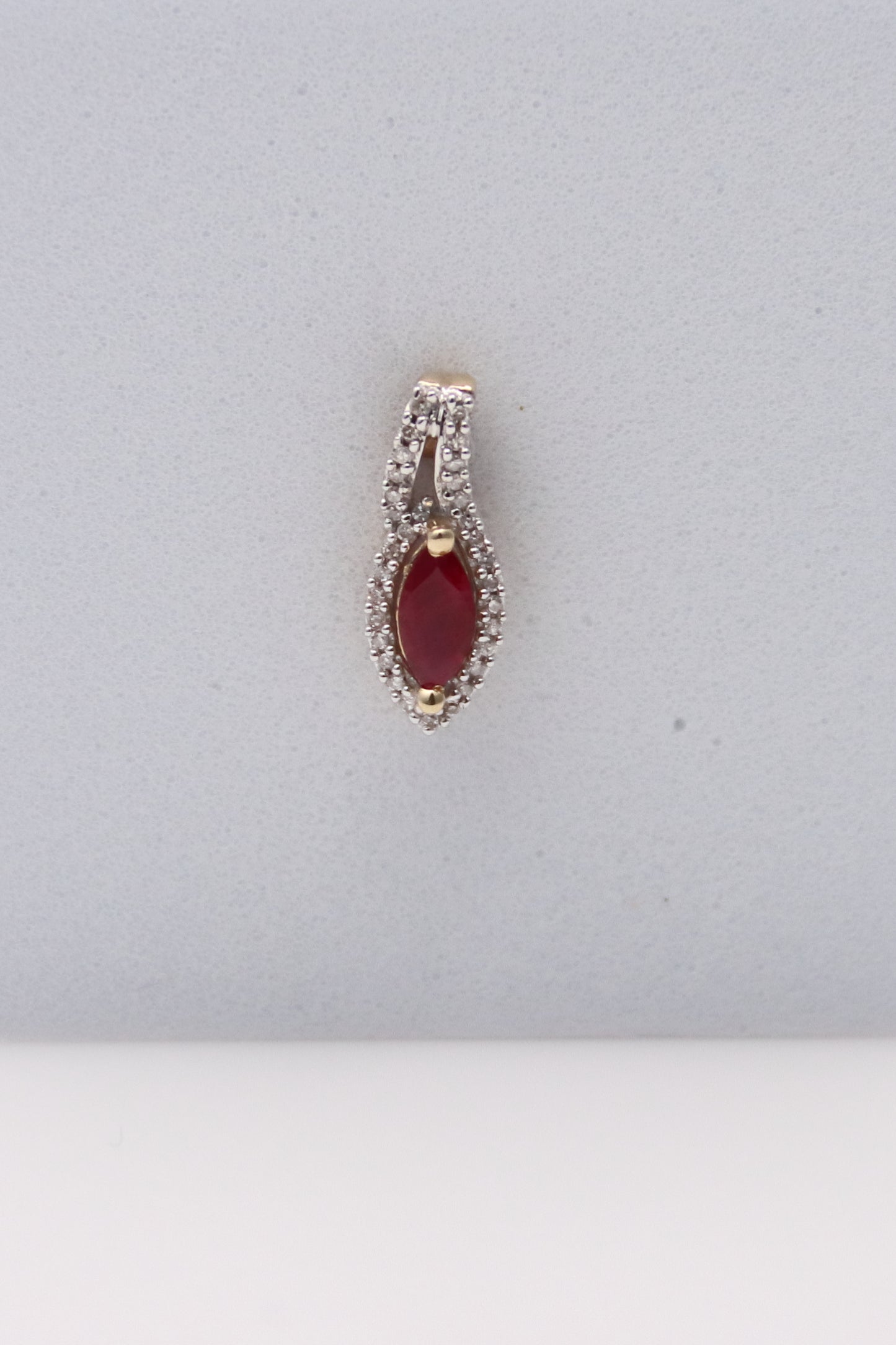 14K Yellow Gold Pink Stone and Diamond Pendant
