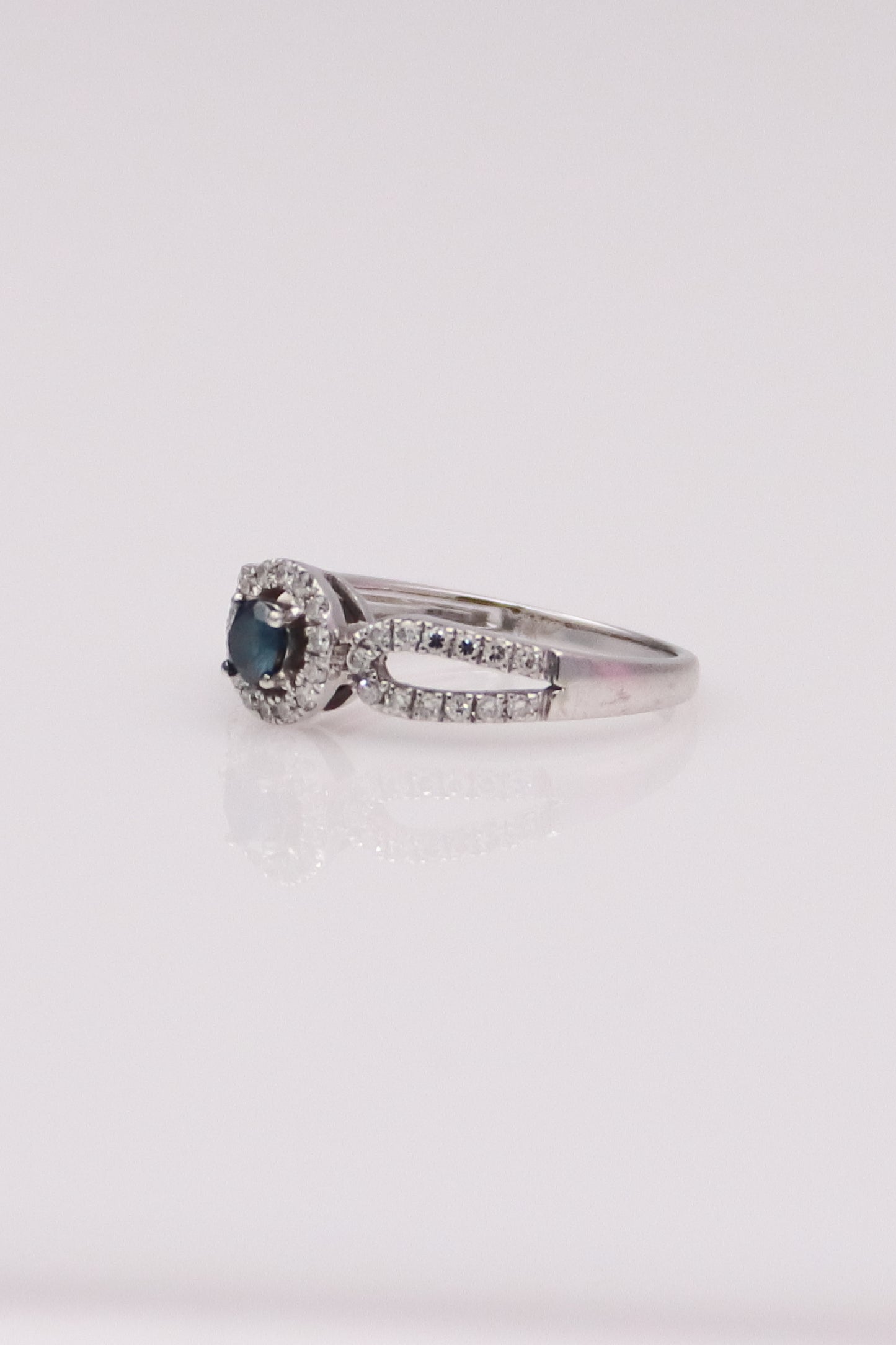 14K White Gold Levian Blue Diamond Ring