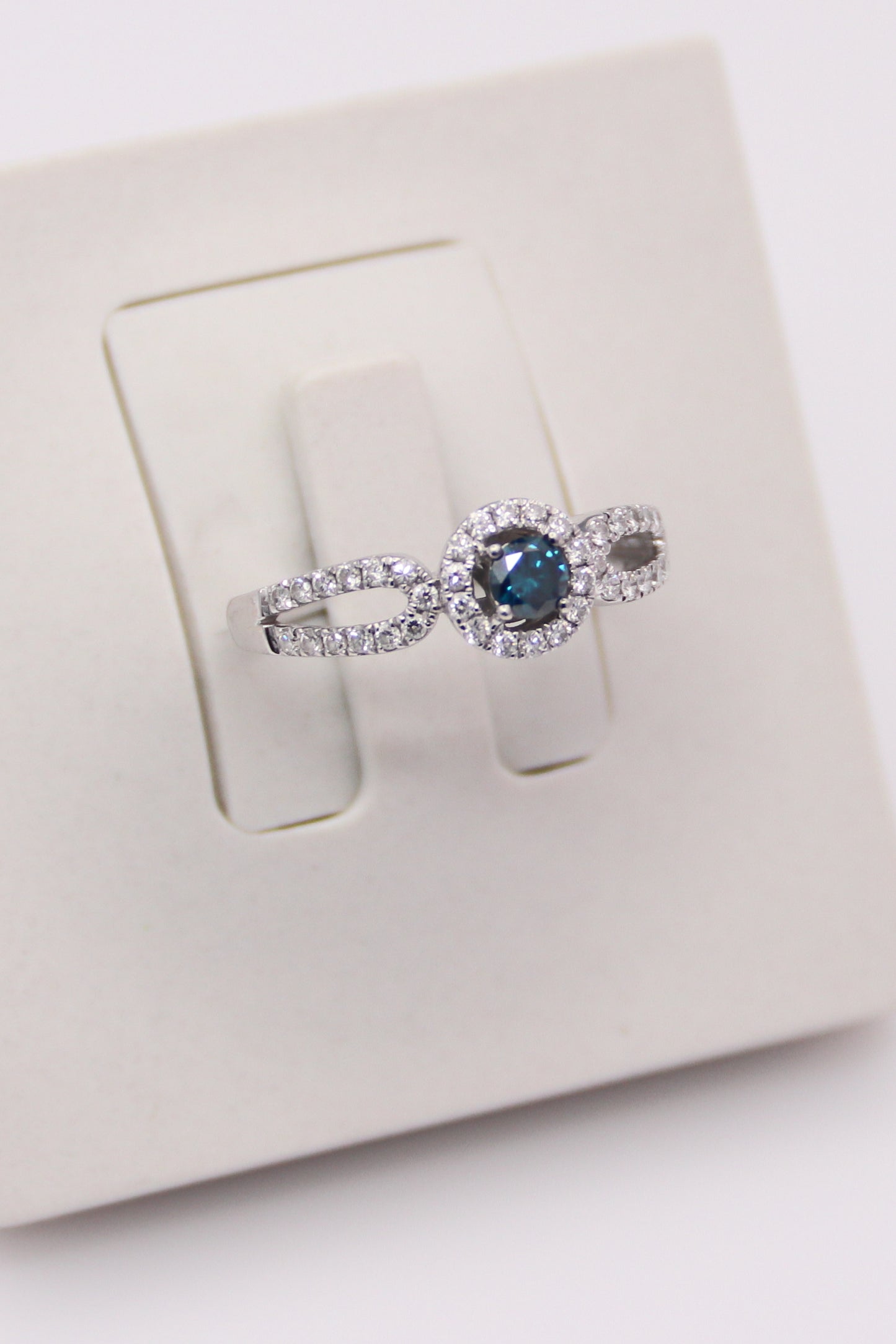 14K White Gold Levian Blue Diamond Ring