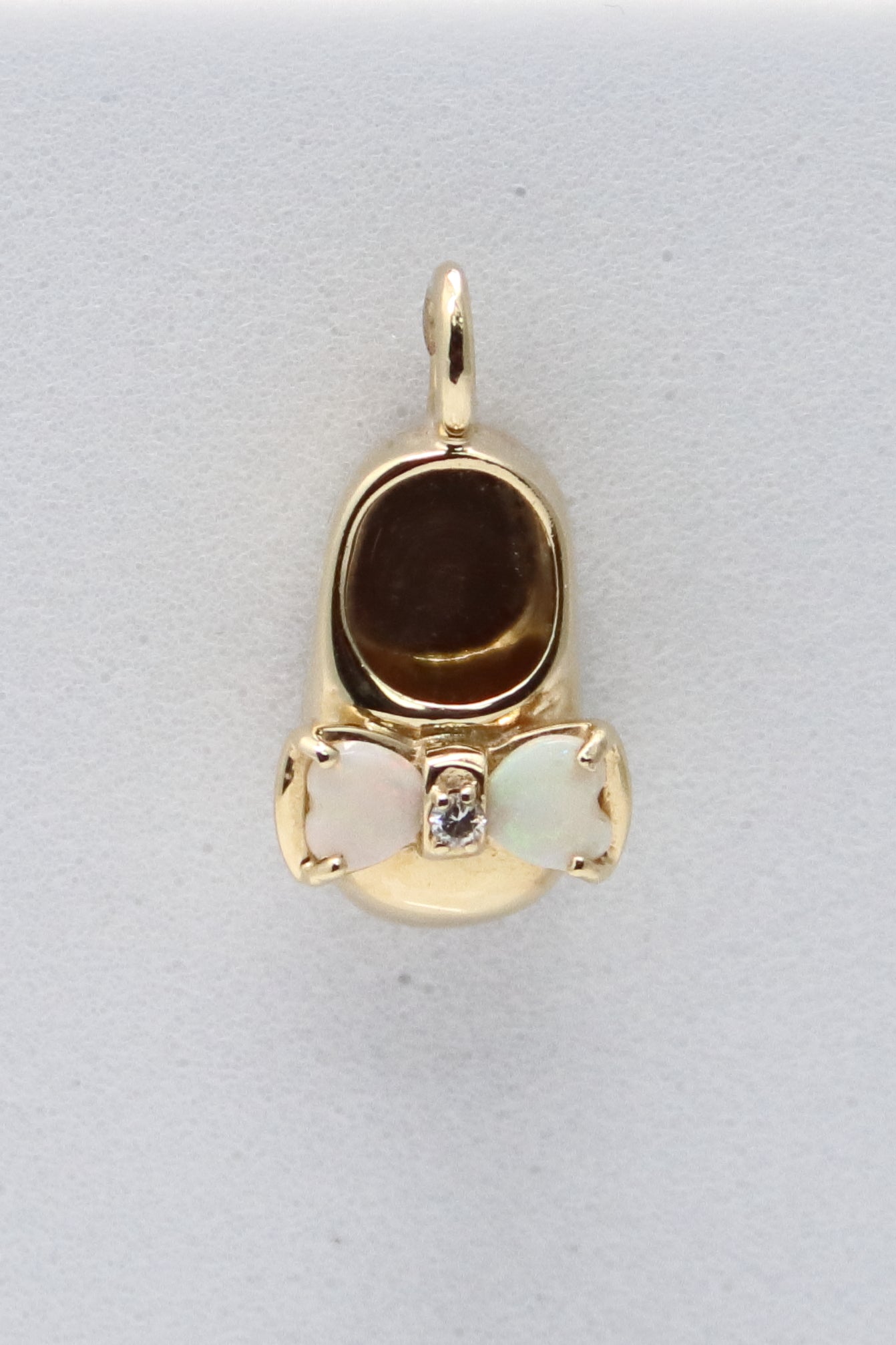 14K Yellow Gold Opal and Diamond Slipper Pendant