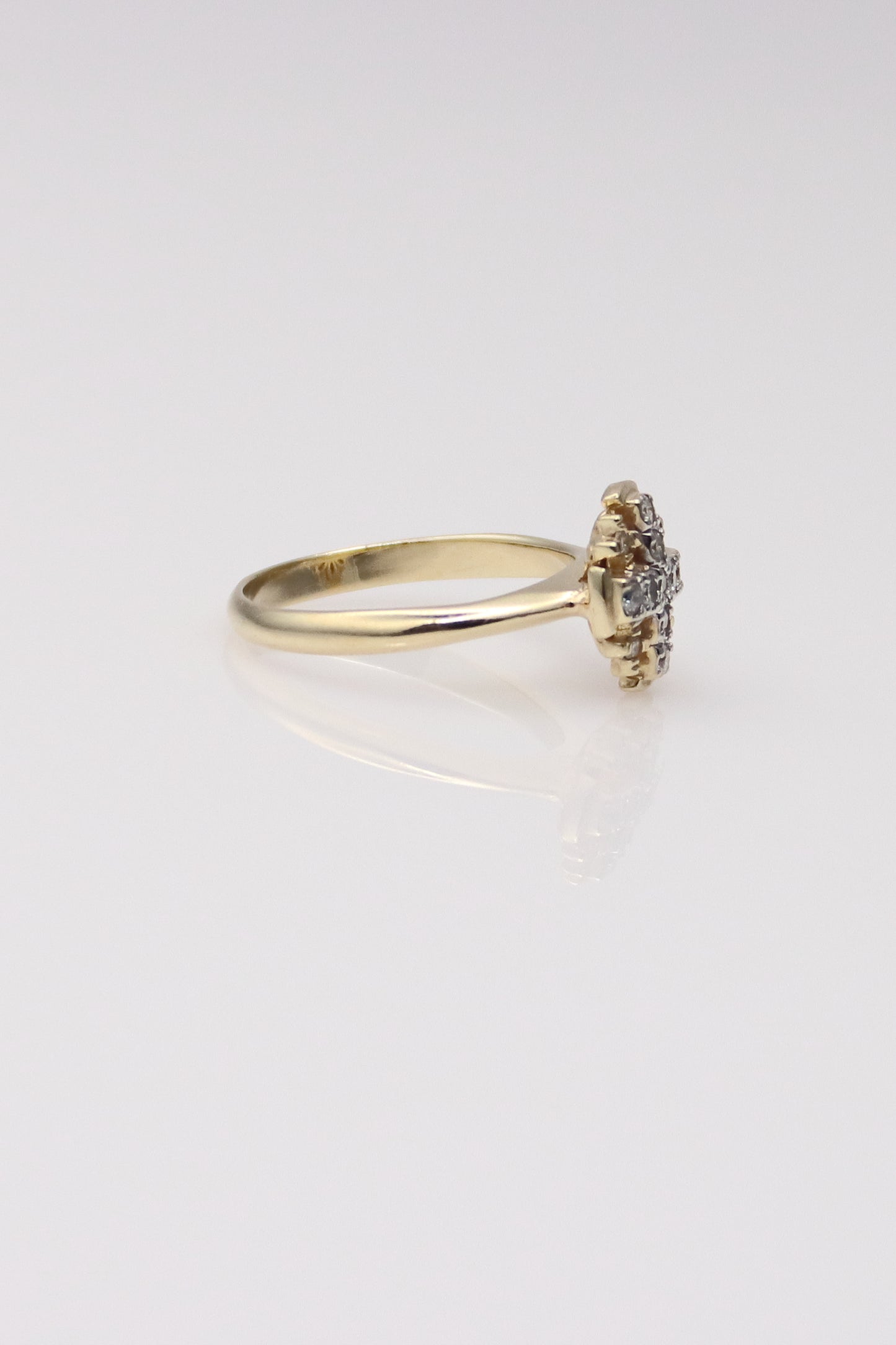 14K Yellow Gold Diamond Cross Ring