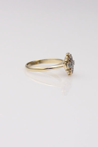 14K Yellow Gold Diamond Cross Ring
