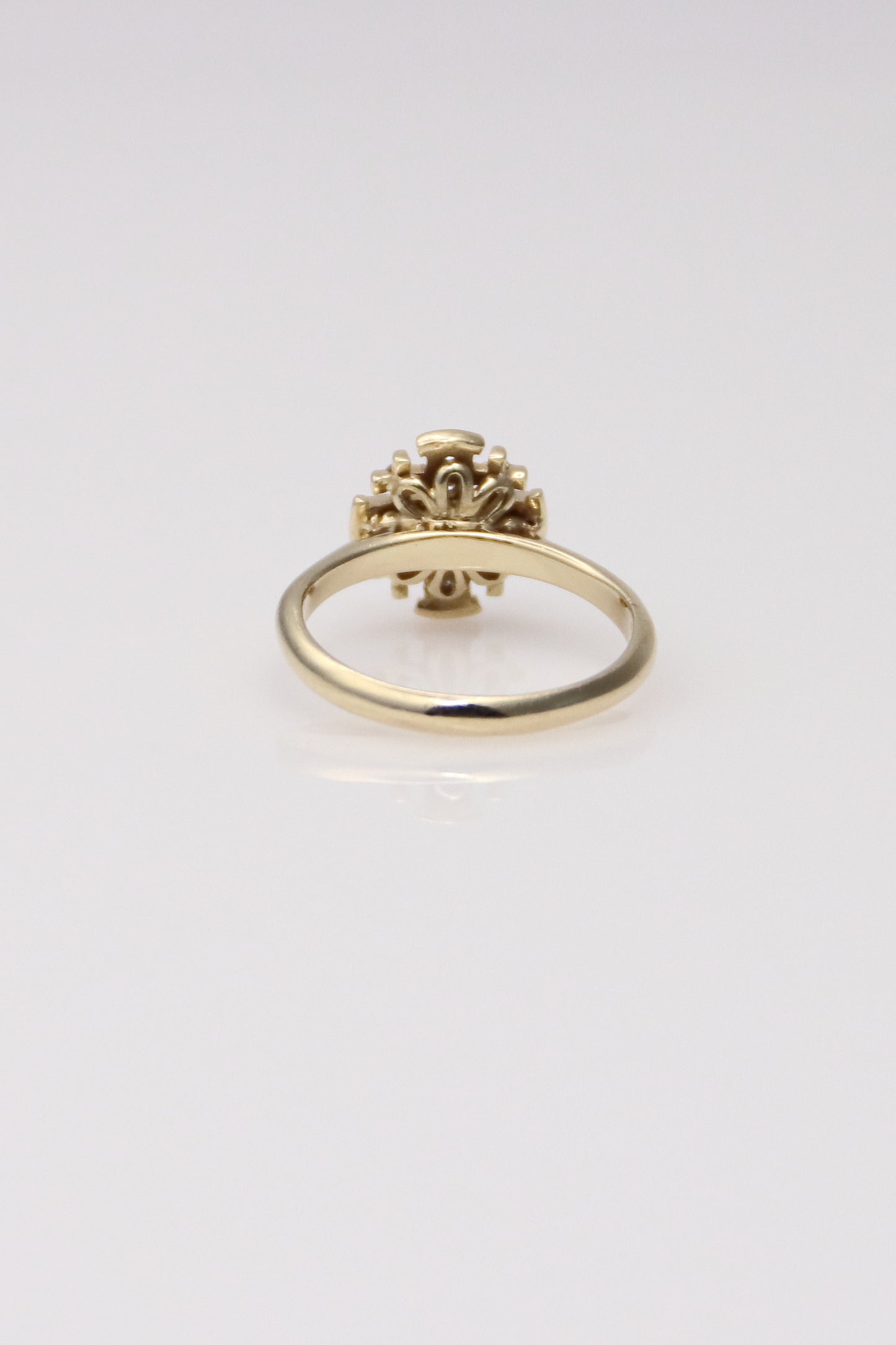 14K Yellow Gold Diamond Cross Ring