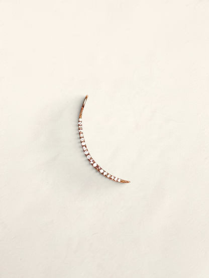 Zafrah 14k yellow gold crescent moon pendant featuring sparkling pavé diamonds on a minimalist curved design