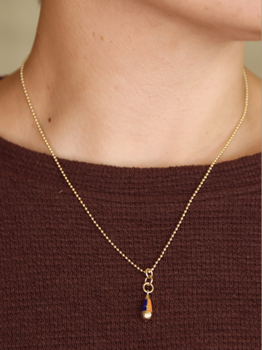 Bead Chain Necklace with Drop Pendant