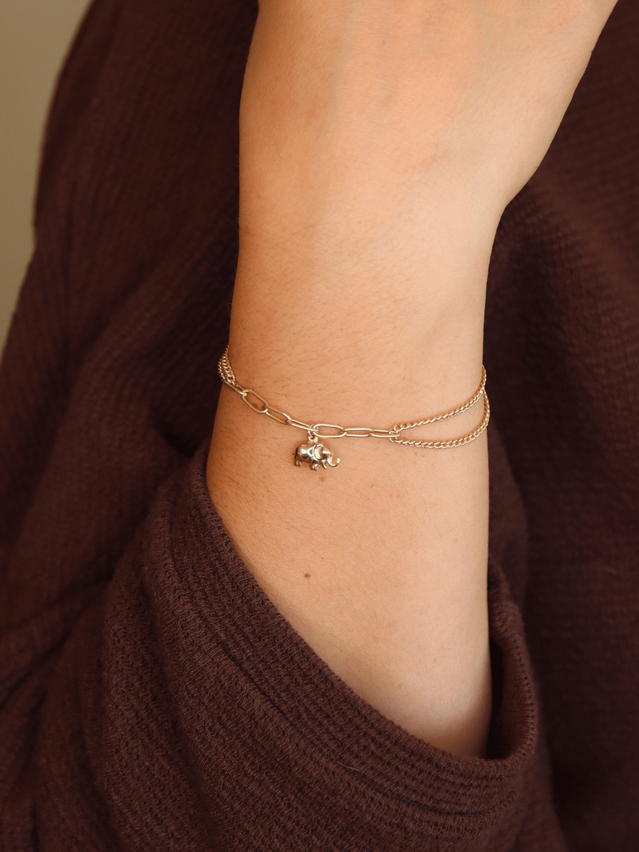 Elephant Charm Paperclip Bracelet