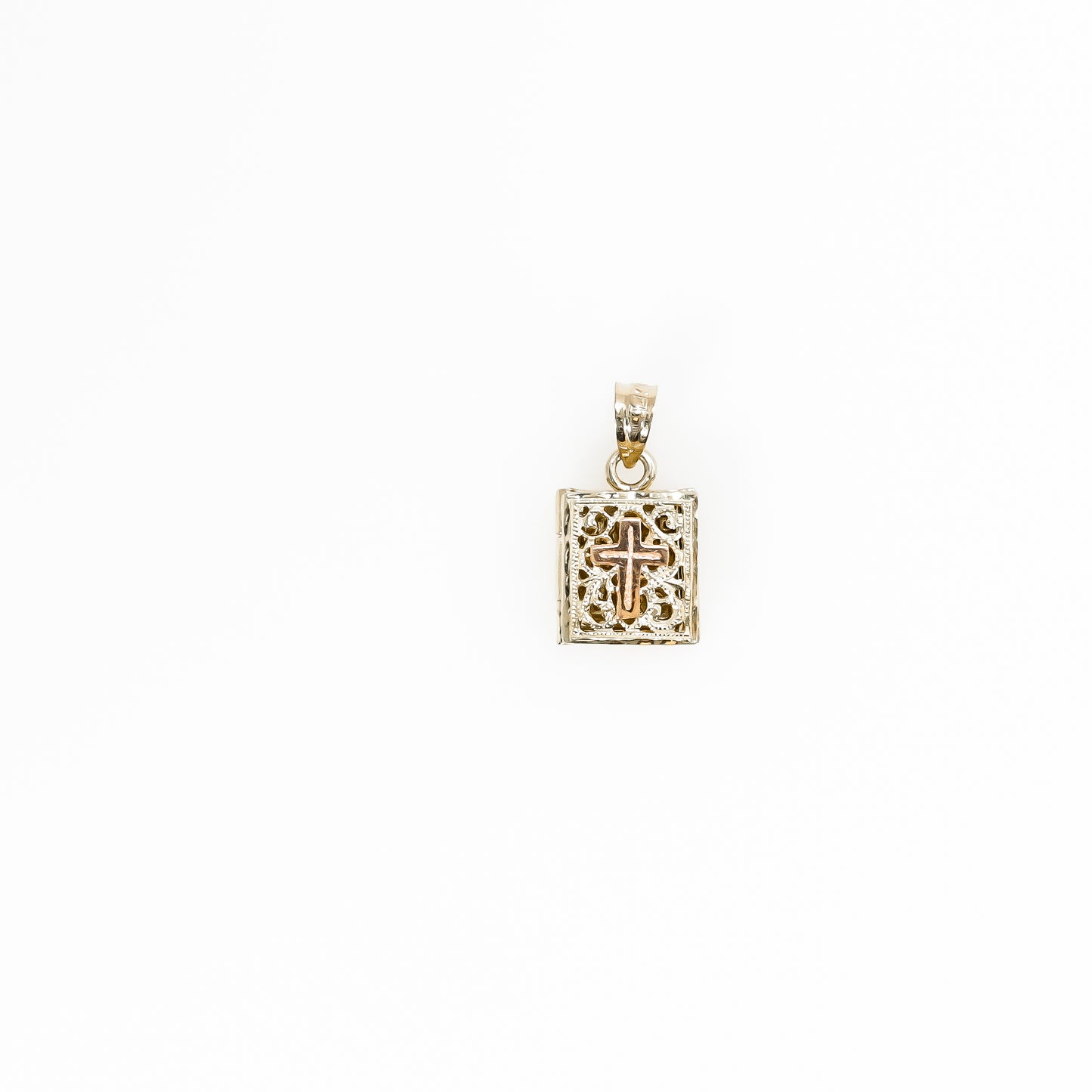14K Two-Tone "Praise the Lord" Bible Pendant