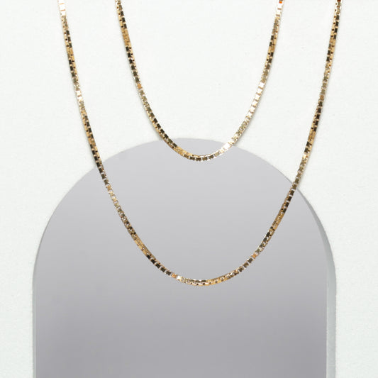 14K Yellow Gold Box Necklace
