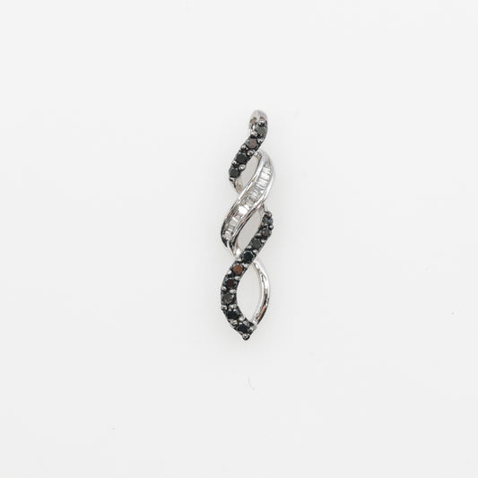10K White Gold Diamond and Black Stone Pendant
