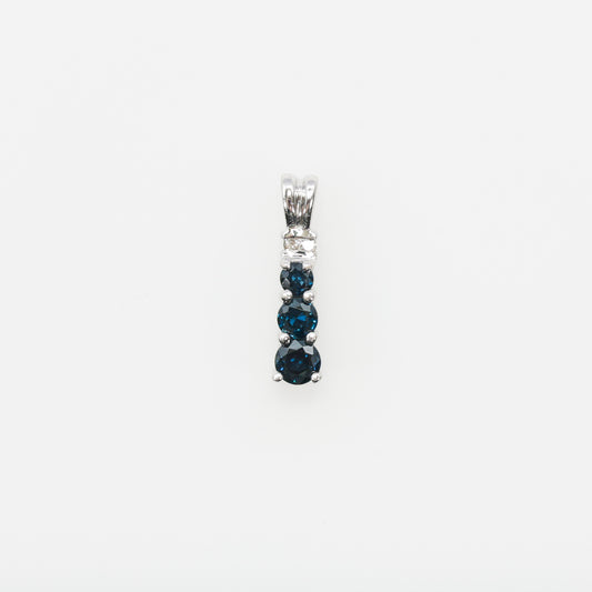 10K White Gold 3 Blue Stone Pendant
