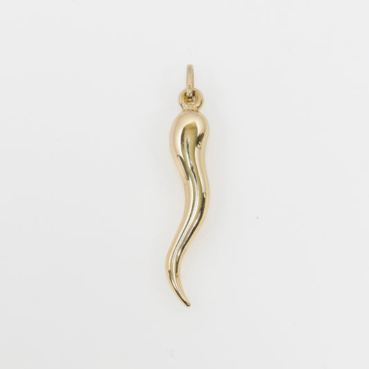 14K Yellow Gold Italian Horn Pendant