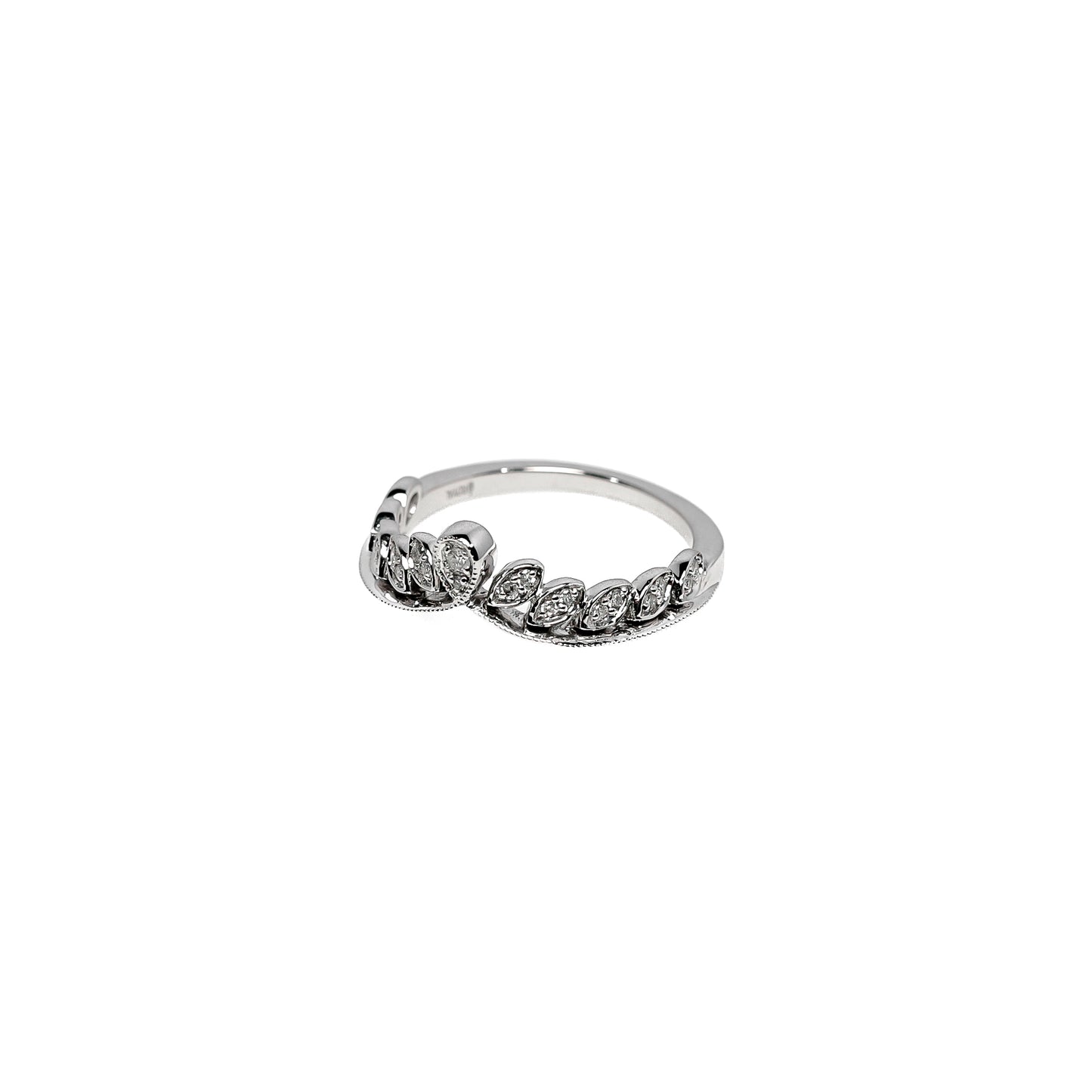 14k White Diamond Crown Ring