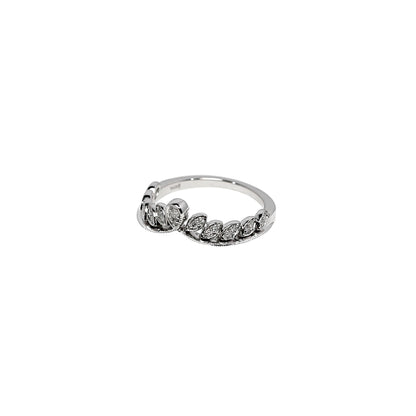 14k White Diamond Crown Ring
