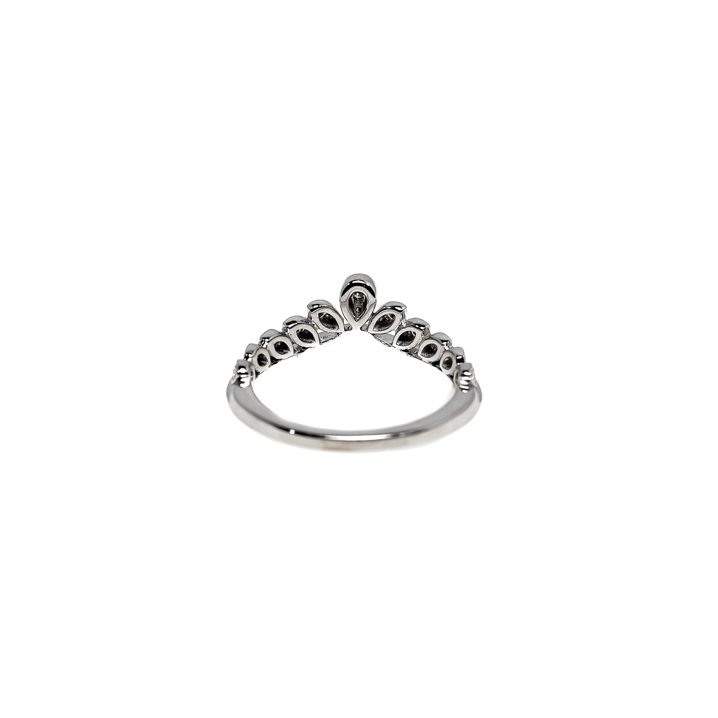 14k White Diamond Crown Ring
