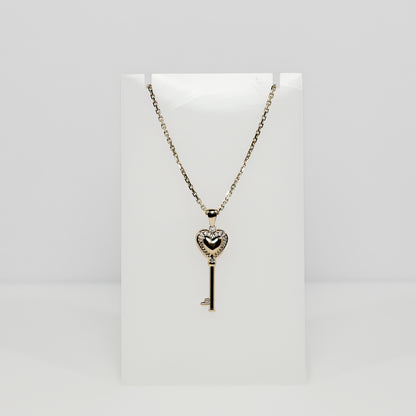 14K Yellow Gold Heart Key Pendant