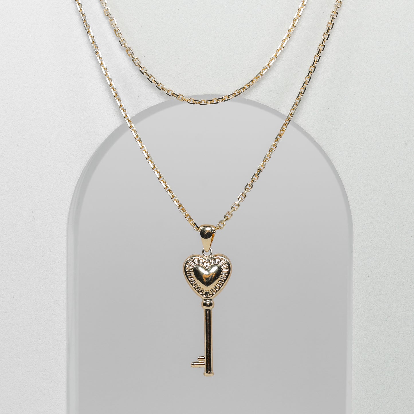 14K Yellow Gold Heart Key Pendant
