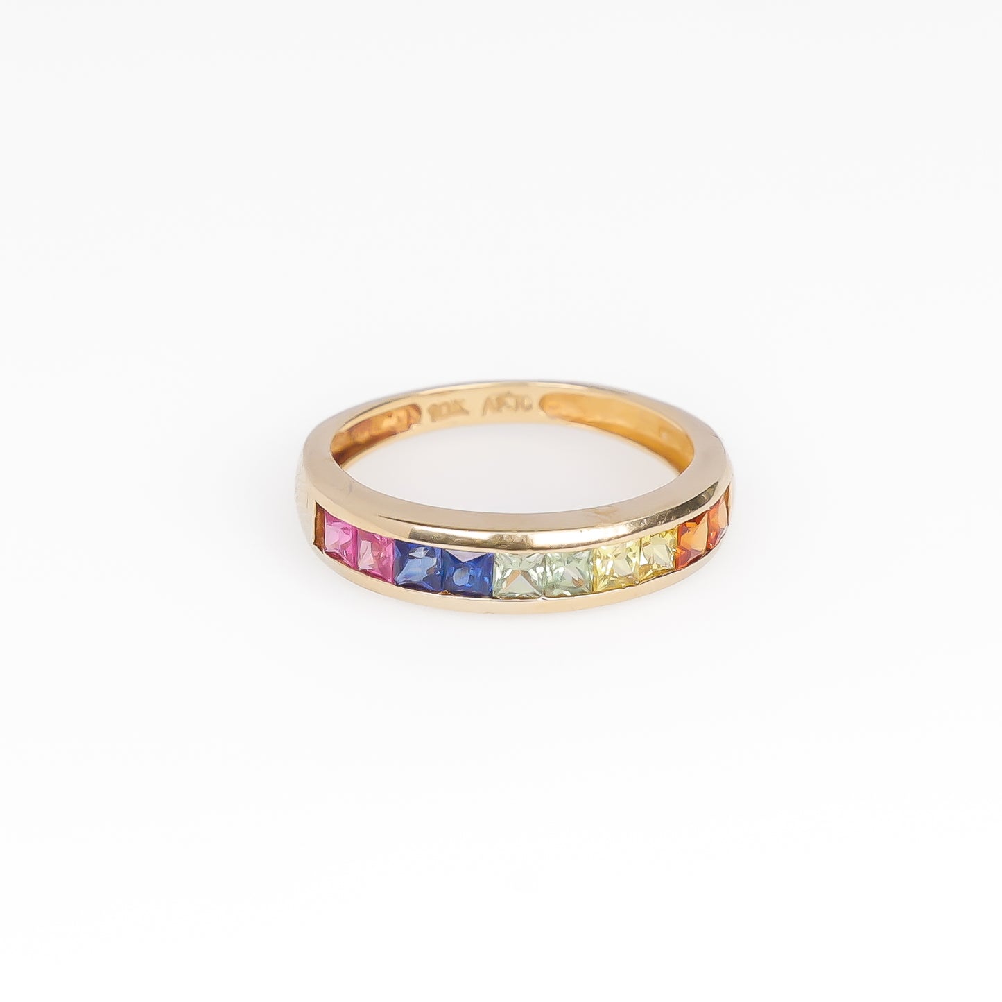10K Yellow Gold Rainbow Stone Ring