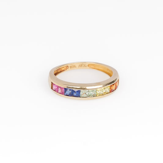 10K Yellow Gold Rainbow Stone Ring
