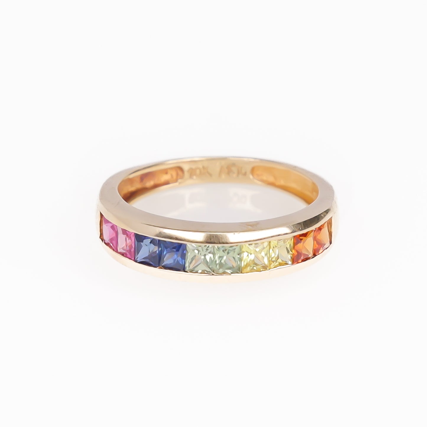 10K Yellow Gold Rainbow Stone Ring