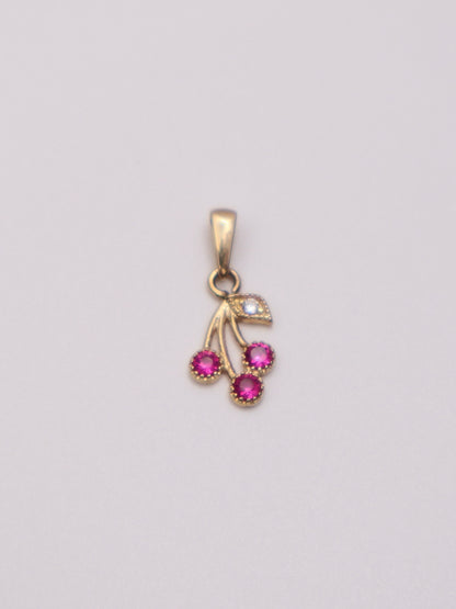14k Gold Cherry Pendant