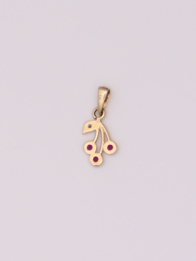 14k Gold Cherry Pendant
