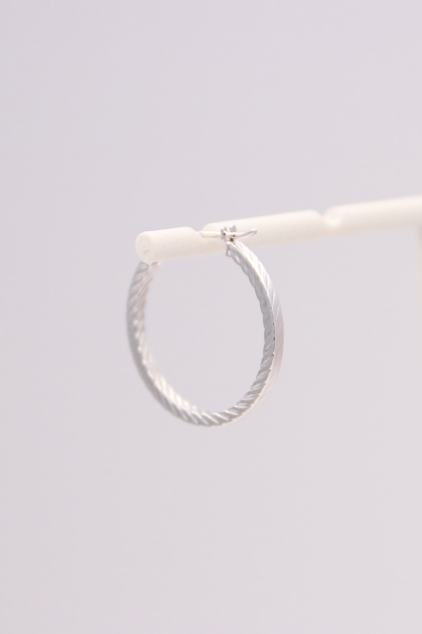 14K White Gold Hoops