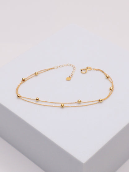 18k Gold 2-Layer Beaded Bracelet