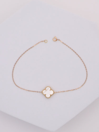 18k Gold White Clover Bracelet